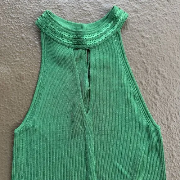 WHBM White House black market braided halter top green knit size S - Picture 6 of 13